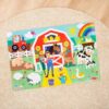 0000772504164-6 The Melissa & Doug Ms. Rachel Floor Puzzle Farm Ms Rachel features a colorful farm scene with a farmer, various animals, a red barn, tractor, rainbow, and a bright sunny sky on a sturdy wooden surface.