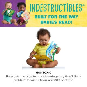 A baby is reading the Indestructibles Baby Book, See the Colors! Chew Proof Nontoxic Newborn Infant.