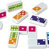 A set of Melissa & Doug Dominoes Tabletop Game 28 Colorful Tiles on a white surface.