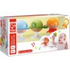 A Hape Put-Stay Sea Animal Suction Rattle Set Three Toys in a box.