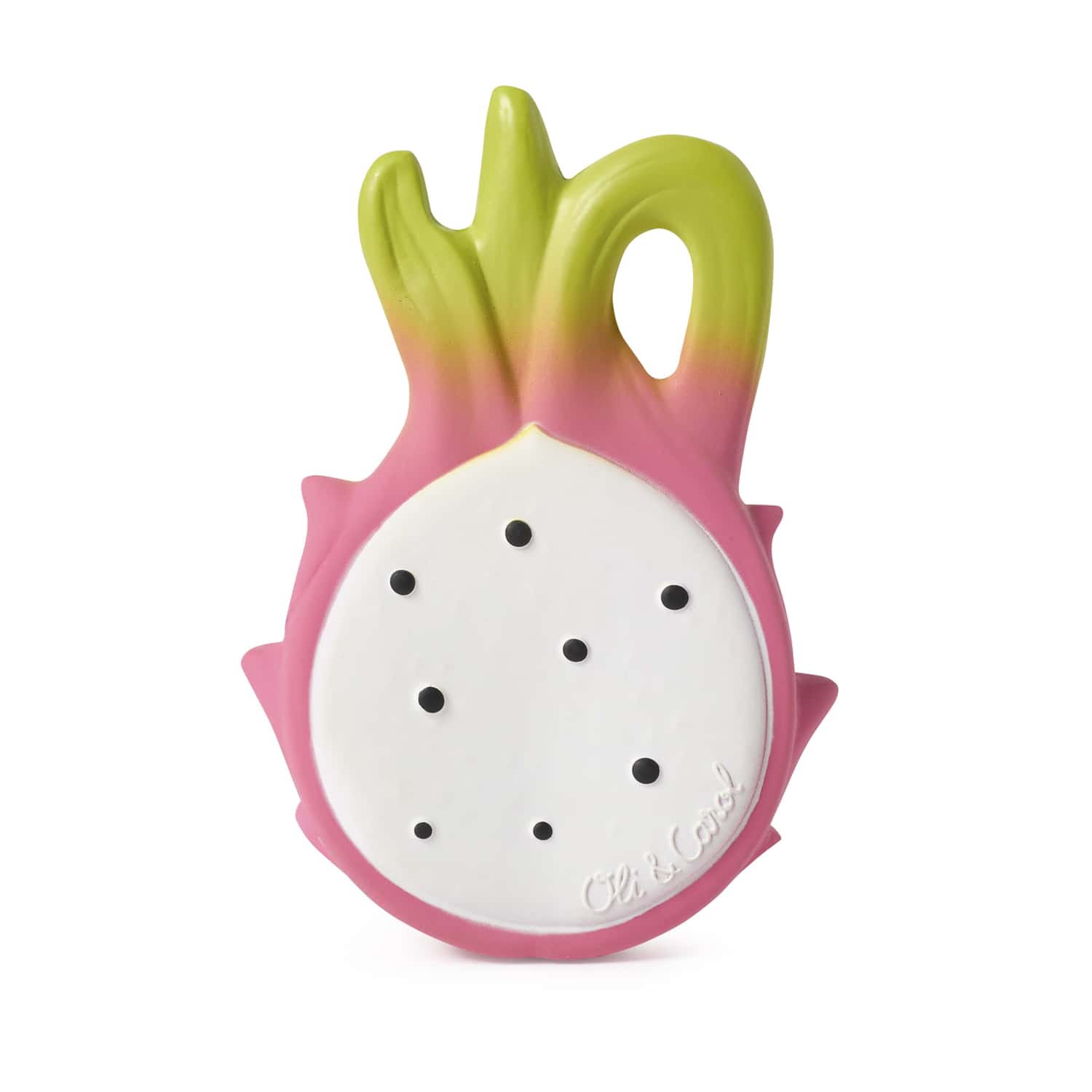 Oli & Carol Fucsia de Dragonfruit Baby Teether Natural Rubber (9) A Oli & Carol Fucsia de Dragonfruit Baby Teether Natural Rubber on a white background.