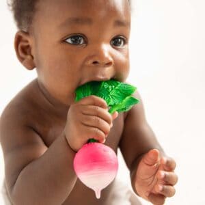 Ramona the Radish Baby Teether Natural Rubber.