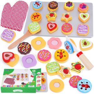 Melissa & Doug Slice and Bake Wooden Cookie Play Food Set Pretend Cookies Baking Sheet Toy #4074