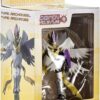 Boxed action figure of MagnaAngemon from Digimon Adventure by Bandai. The figure is in a clear plastic display within a cardboard box, labeled "MagnaAngemon" and recommended for ages 8+.