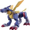 A Digimon Shodo 3.5" Figure resembling a robotic dragon with blue body, yellow wings, red eyes, and red claws on its feet.