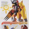Packaging for the Digimon Shodo 3.5" Figure by Bandai, featuring images of WarGreymon, MetalGarurumon, and Garudamon. Text highlights WarGreymon's strength and role in the Digimon series.