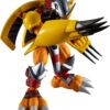 A detailed Digimon Shodo 3.5" Figure of a robotic creature featuring yellow and silver armor, sharp claws, and red accents. It stands in a dynamic pose, ready for action.
