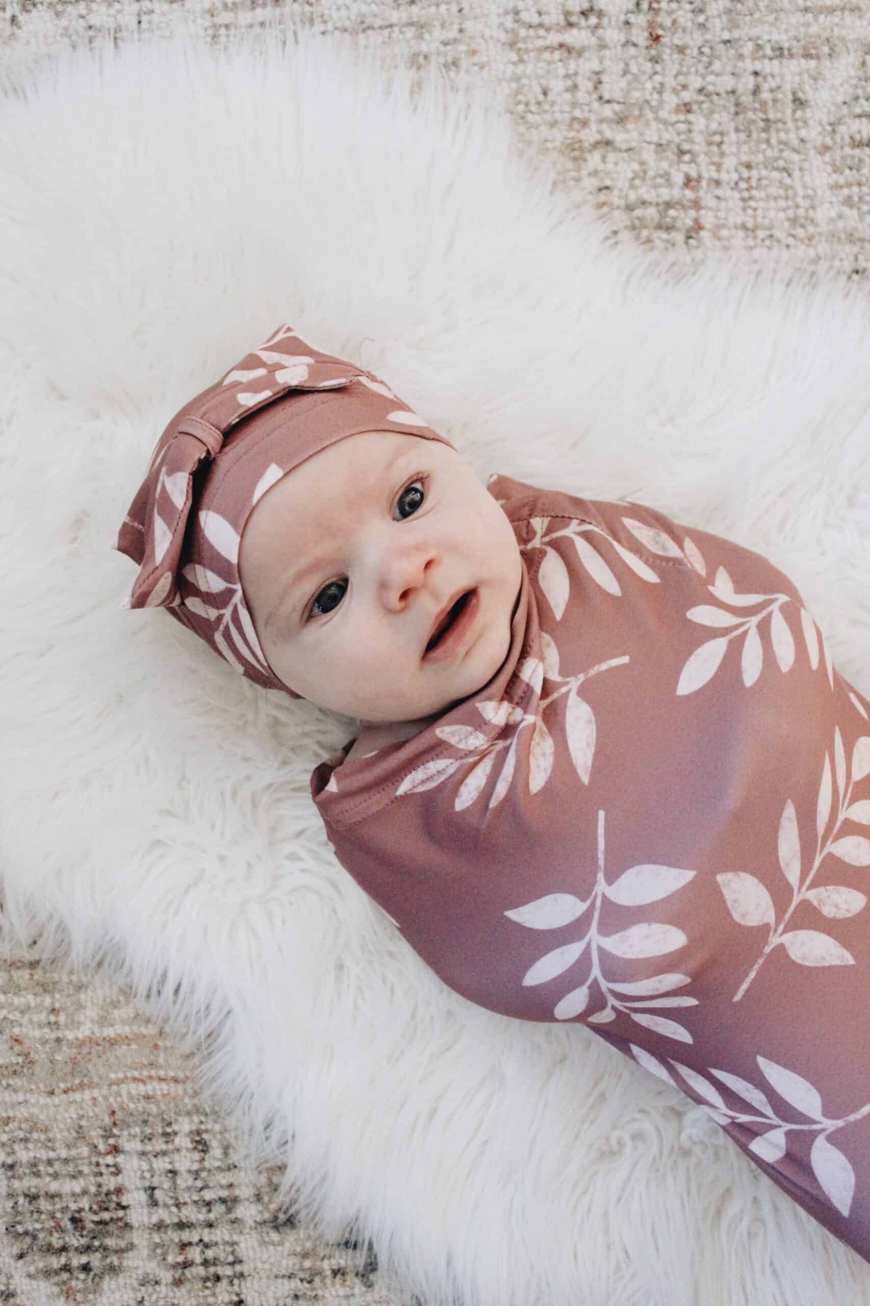 Itzy-Ritzy-Cocoon-Hat-Swaddle-Set-Name-Card-CC8367-Dusty-Leaf-Lifestyle-3-scaled