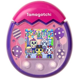 Tamagotchi Pix US Version Pix! Floral Pink Balloons Purple Confetti Nature Ocean Sky