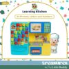 cocomelon-learningkitchen-72 CoComelon Learning Kitchen 34 Piece Interactive Play Kitchen features alphabet buttons, play food, a sink, an oven, and a chef character cutout; designed for toddlers ages 18 months and up.