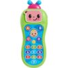 cocomelon-presslearnremote-34 The CoComelon Press and Learn Remote is a colorful toddler learning toy featuring a smiling face, buttons labeled with letters, numbers, and shapes, and designed for young children.
