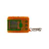An orange and green keychain with a camera on it.