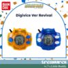 Two Bandai Digimon Digivice Ver Revival Taichi Yagami and Yamato Ishida Color Vpet Virtual Pet Adventure toys, one yellow and one blue, featuring digital creature images on their screens, are displayed under the “Digivice Ver Revival” text on a decorated background.