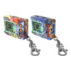 digimon-x-asmaria-edition-v-pets- Two colorful digital pet keychains with small screens and buttons, featuring various designs and metal keychain attachments.