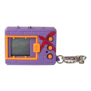 A purple and orange toy with a keychain.