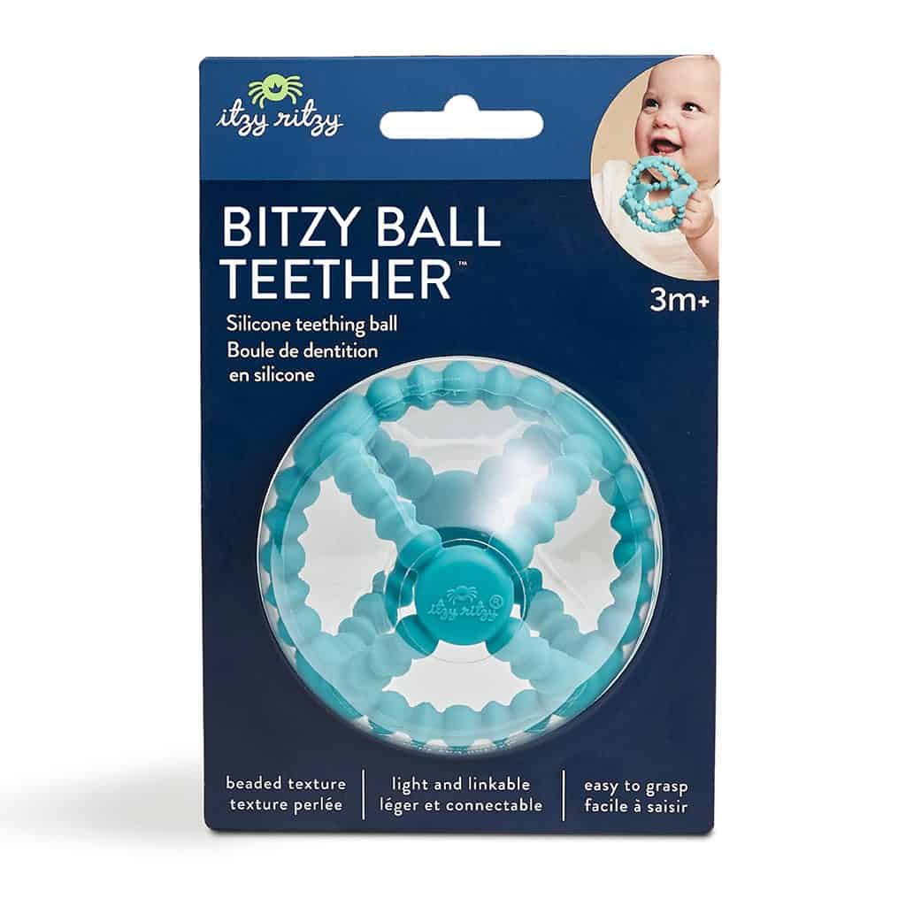 Itzy Ritzy Bitzy Ball beaded silicone teething ball in teal Itzy Ritzy Bitzy Ball beaded silicone teething ball in teal