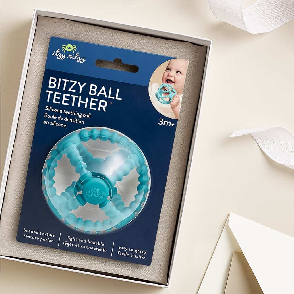 Itzy Ritzy Bitzy Ball beaded silicone teething ball in teal Itzy Ritzy Bitzy Ball beaded silicone teething ball in teal