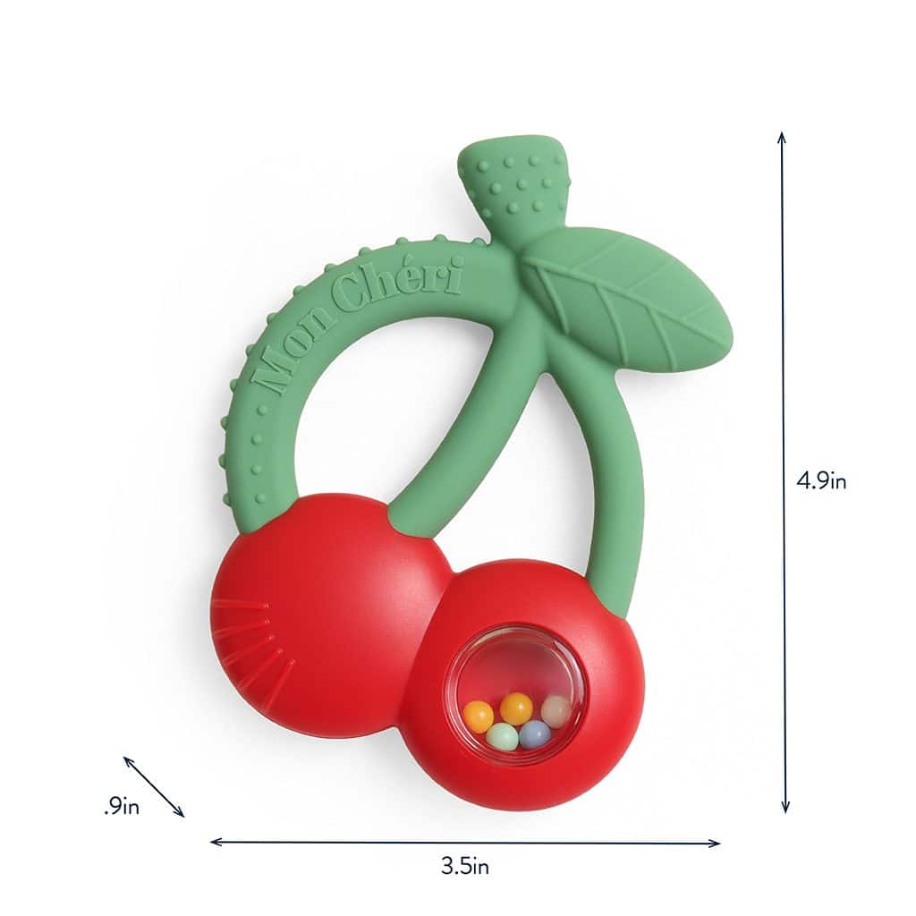 Itzy Ritzy Bitzy Shake silicone teether with rattle in the Cherries design Itzy Ritzy Bitzy Shake silicone teether with rattle in the Cherries design