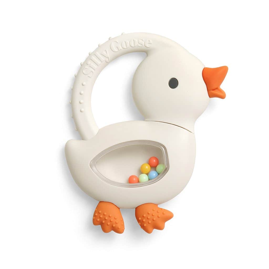 Itzy Ritzy Bitzy Shake silicone teether with rattle, Gracie the Goose Itzy Ritzy Bitzy Shake silicone teether with rattle, Gracie the Goose
