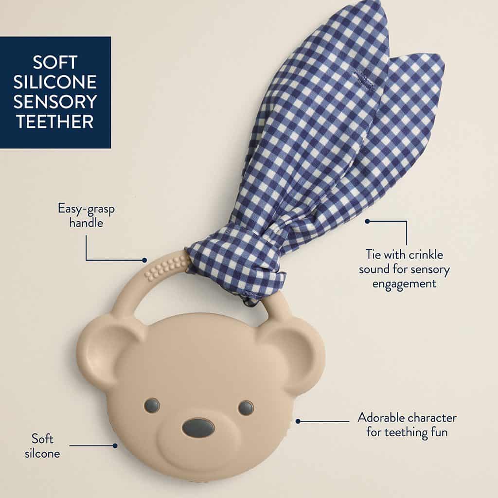 Itzy Ritzy Crinkle Crew silicone teether with crinkle tie, Bear design Itzy Ritzy Crinkle Crew silicone teether with crinkle tie, Bear design