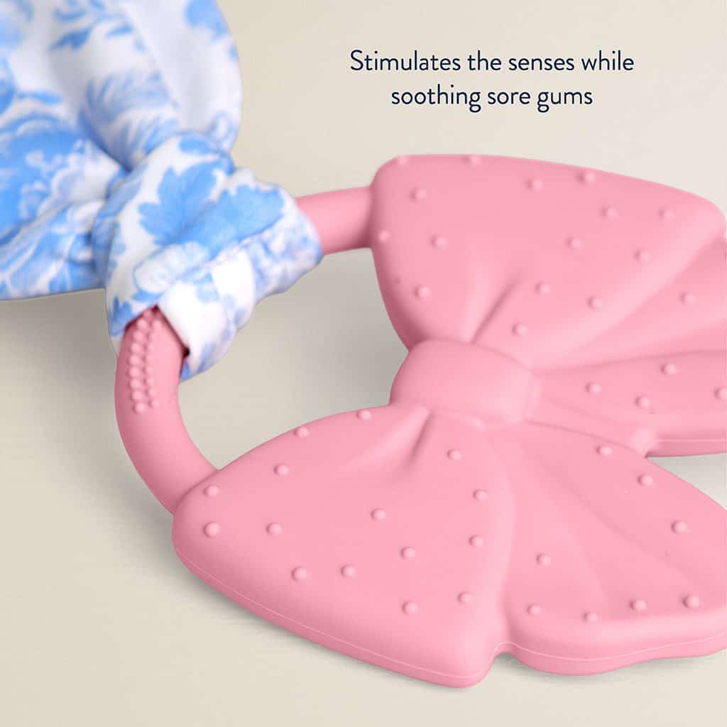 Itzy Ritzy Crinkle Crew silicone teether with crinkle tie, Bow design Itzy Ritzy Crinkle Crew silicone teether with crinkle tie, Bow design
