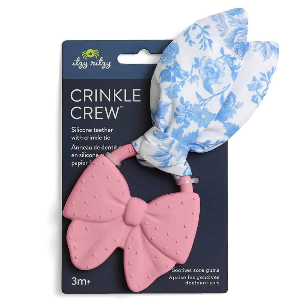 Itzy Ritzy Crinkle Crew silicone teether with crinkle tie, Bow design Itzy Ritzy Crinkle Crew silicone teether with crinkle tie, Bow design