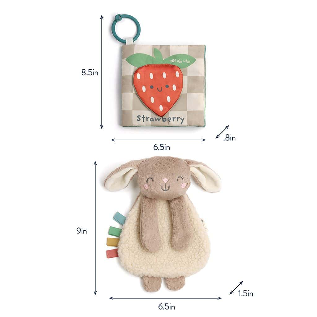 Itzy Ritzy Itzy Learn and Snuggle gift set with bunny lovey and strawberry crinkle book Itzy Ritzy Itzy Learn and Snuggle gift set with bunny lovey and strawberry crinkle book
