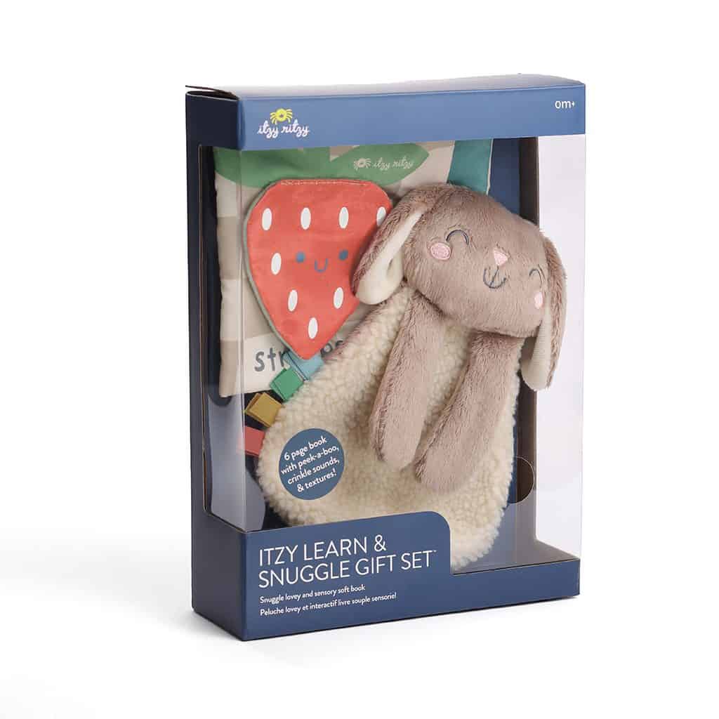 Itzy Ritzy Itzy Learn and Snuggle gift set with bunny lovey and strawberry crinkle book Itzy Ritzy Itzy Learn and Snuggle gift set with bunny lovey and strawberry crinkle book