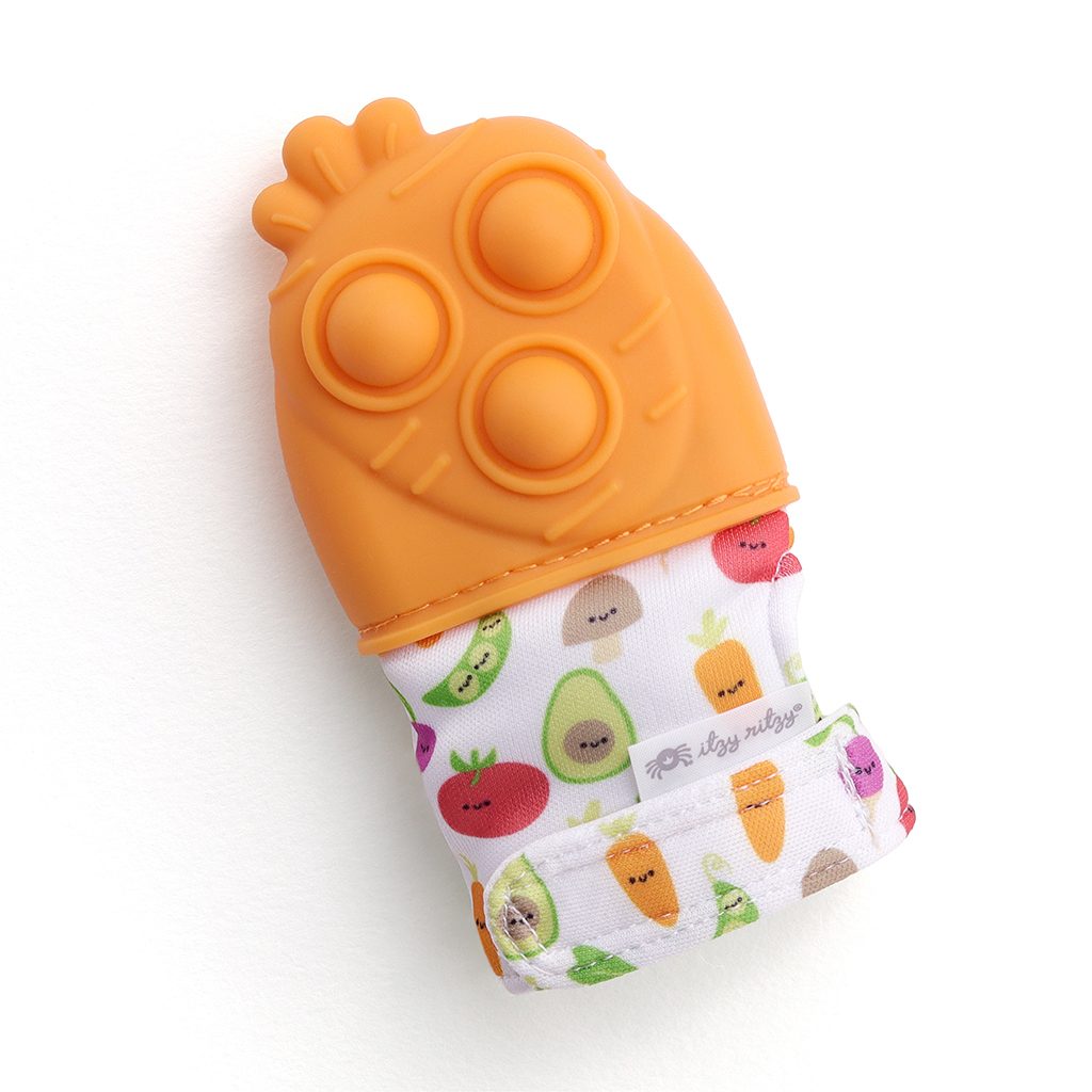Itzy Ritzy Itzy Mitt Pop silicone teething mitt with poppers Carrot product photo 1 Itzy Ritzy Itzy Mitt Pop silicone teething mitt with poppers Carrot product photo 1
