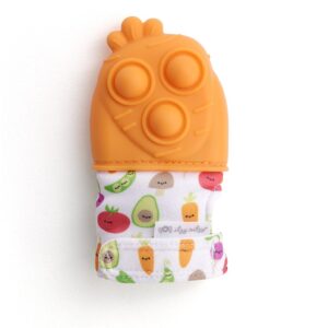 Itzy Ritzy Itzy Mitt Pop silicone teething mitt with poppers Carrot product photo 2