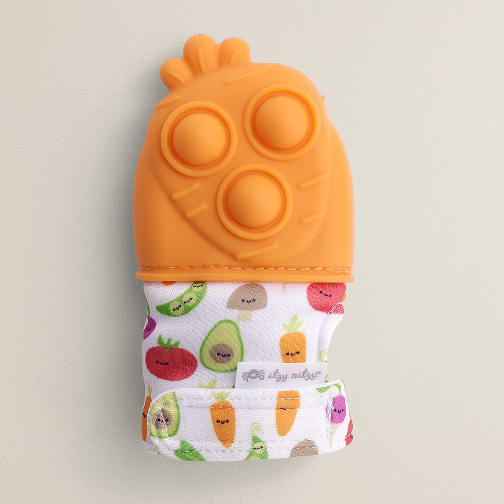 Itzy Ritzy Itzy Mitt Pop silicone teething mitt with poppers Carrot product photo 5 Itzy Ritzy Itzy Mitt Pop silicone teething mitt with poppers Carrot product photo 5
