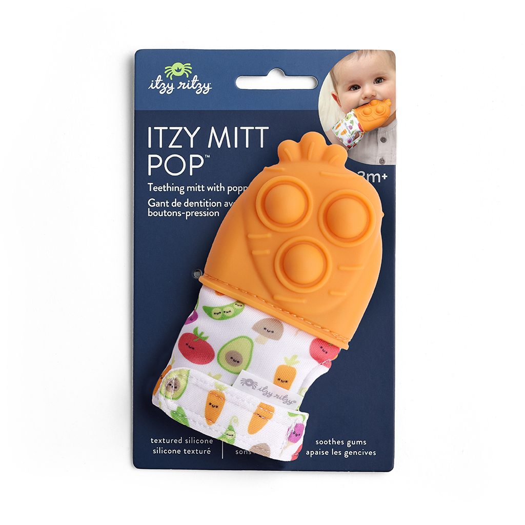 Itzy Ritzy Itzy Mitt Pop silicone teething mitt with poppers Carrot product photo 6 Itzy Ritzy Itzy Mitt Pop silicone teething mitt with poppers Carrot product photo 6