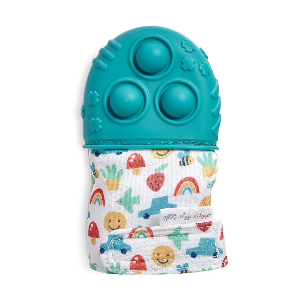 Itzy Ritzy Itzy Mitt Pop silicone teething mitt with poppers Icon Teal product photo 1 Itzy Ritzy Itzy Mitt Pop silicone teething mitt with poppers Icon Teal product photo 1