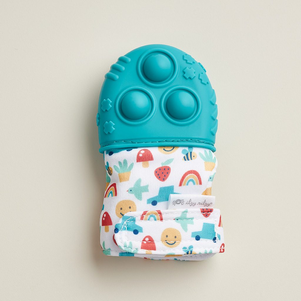 Itzy Ritzy Itzy Mitt Pop silicone teething mitt with poppers Icon Teal product photo 5 Itzy Ritzy Itzy Mitt Pop silicone teething mitt with poppers Icon Teal product photo 5