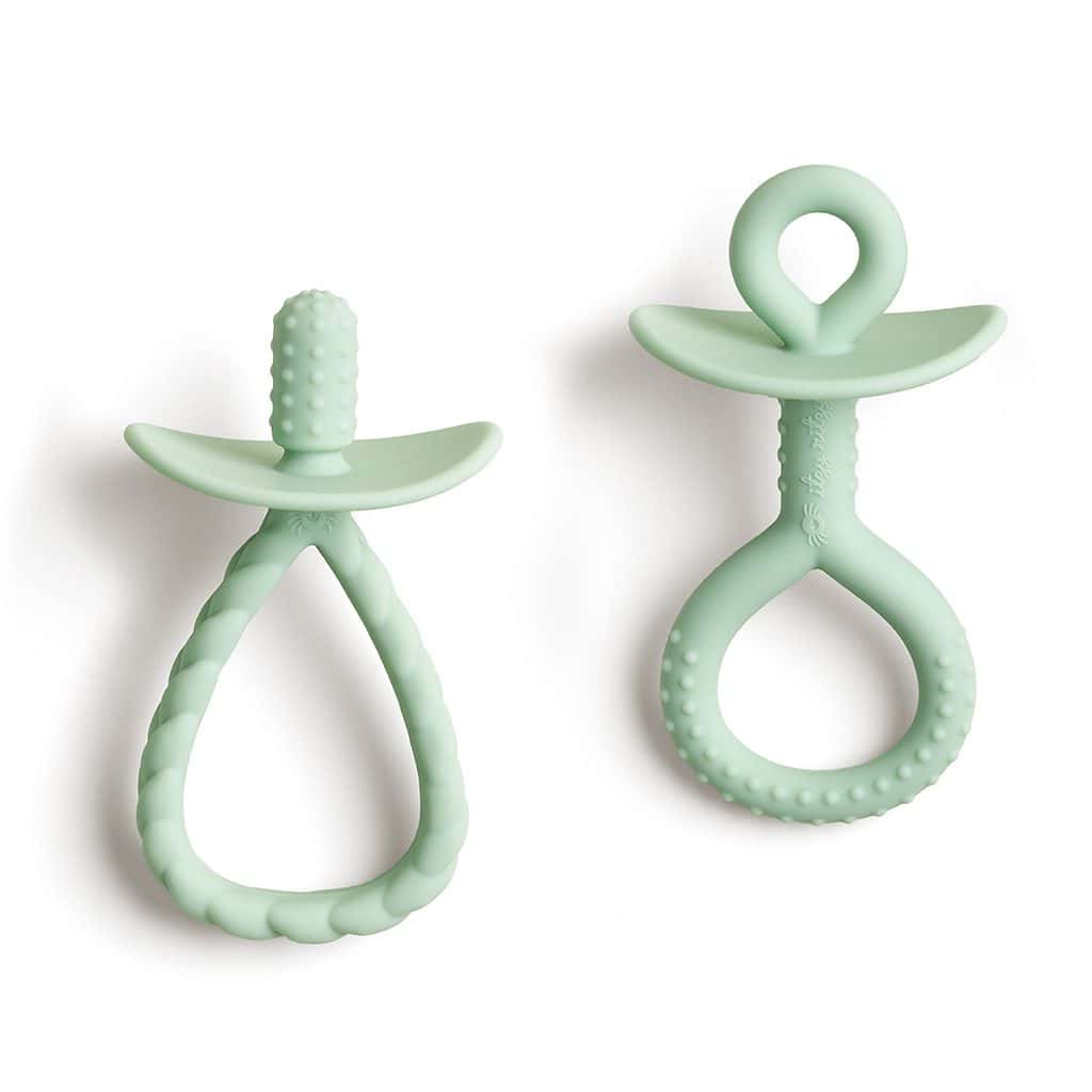 Itzy Ritzy Itzy Pre Feeding teether set with looped handles in green Itzy Ritzy Itzy Pre Feeding teether set with looped handles in green