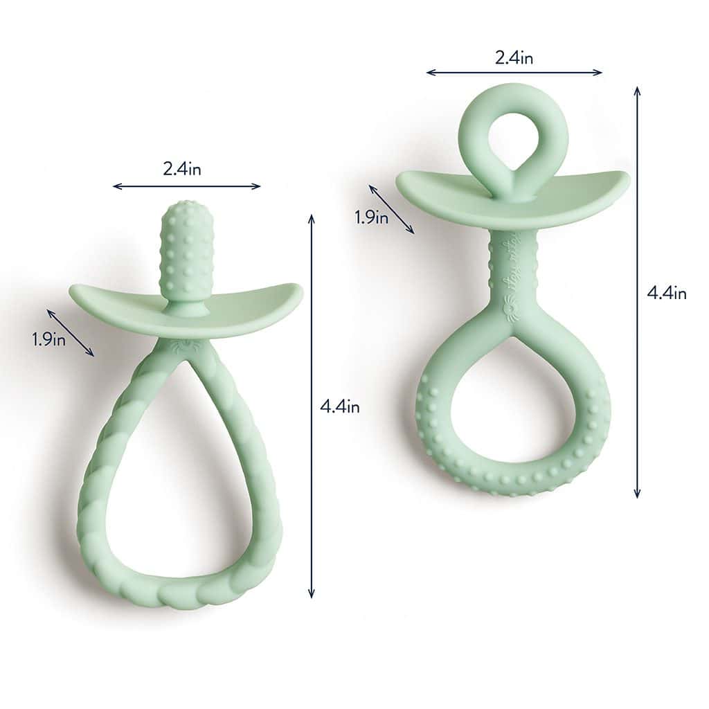 Itzy Ritzy Itzy Pre Feeding teether set with looped handles in green Itzy Ritzy Itzy Pre Feeding teether set with looped handles in green