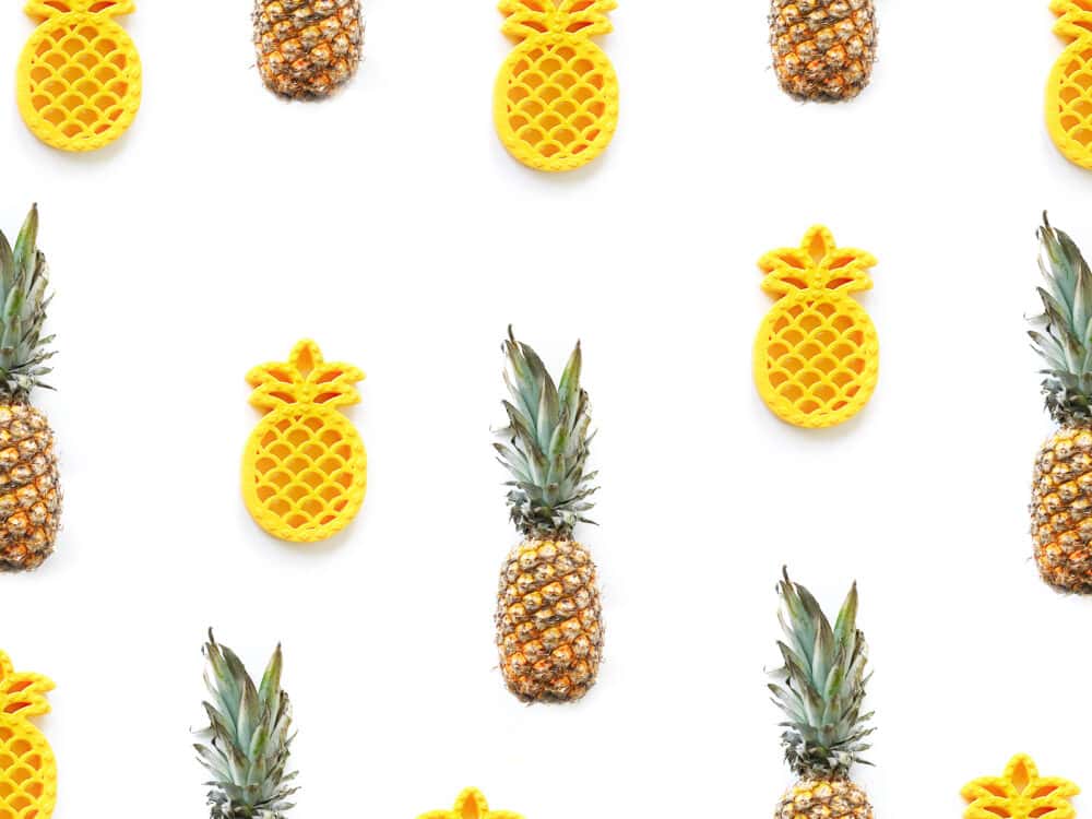 A pattern of pineapples on a white background.