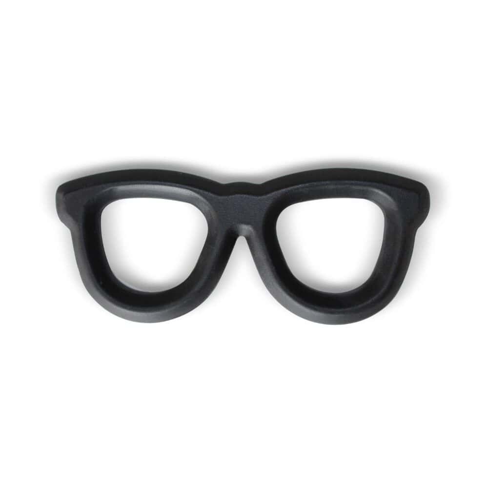 A pair of black glasses on a white background.