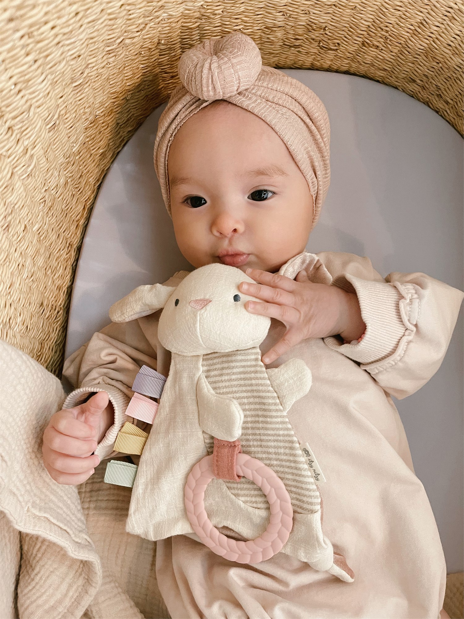 Bitzy Crinkle Sensory Crinkle Toy with Teether - Bunny