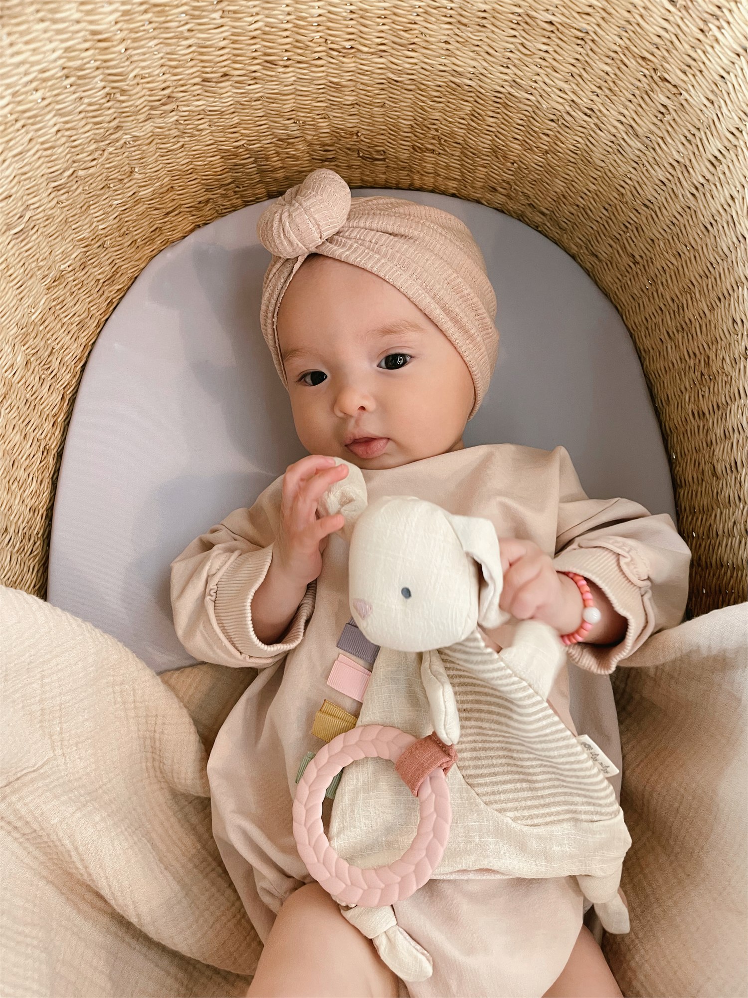 Bitzy Crinkle Sensory Crinkle Toy with Teether - Bunny