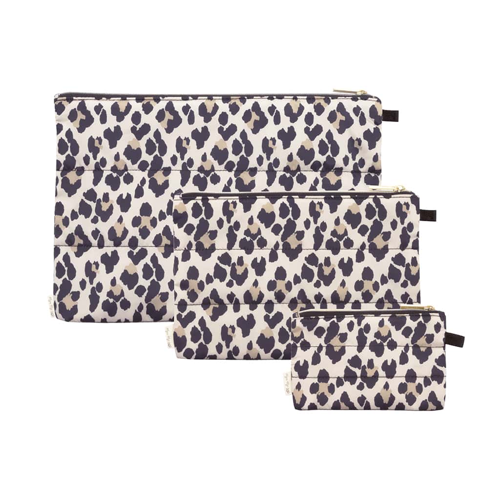 itzy-ritzy-dpc8387-pack-like-a-dream-packing-cubes-leopard Three Itzy Ritzy Pack Like A Dream Packing Cubes - Set of 3 on a white background.