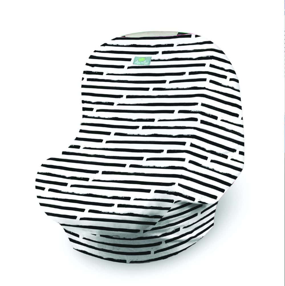 A black and white striped Mom Boss™ 4-IN-1 Multi-Use Nursing Cover & Scarf.