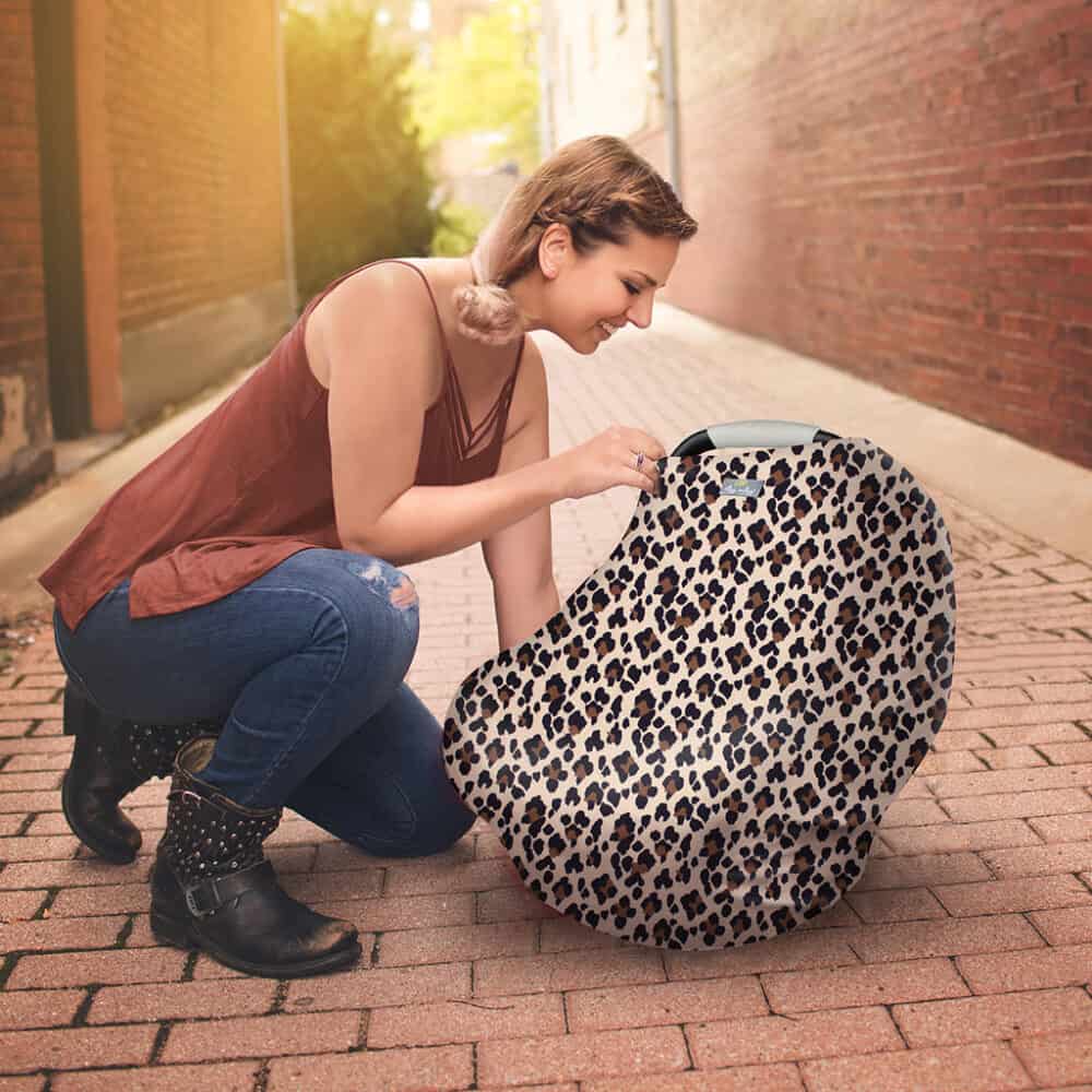 Leopard print Mom Boss™ 4-IN-1 Multi-Use Nursing Cover & Scarf.