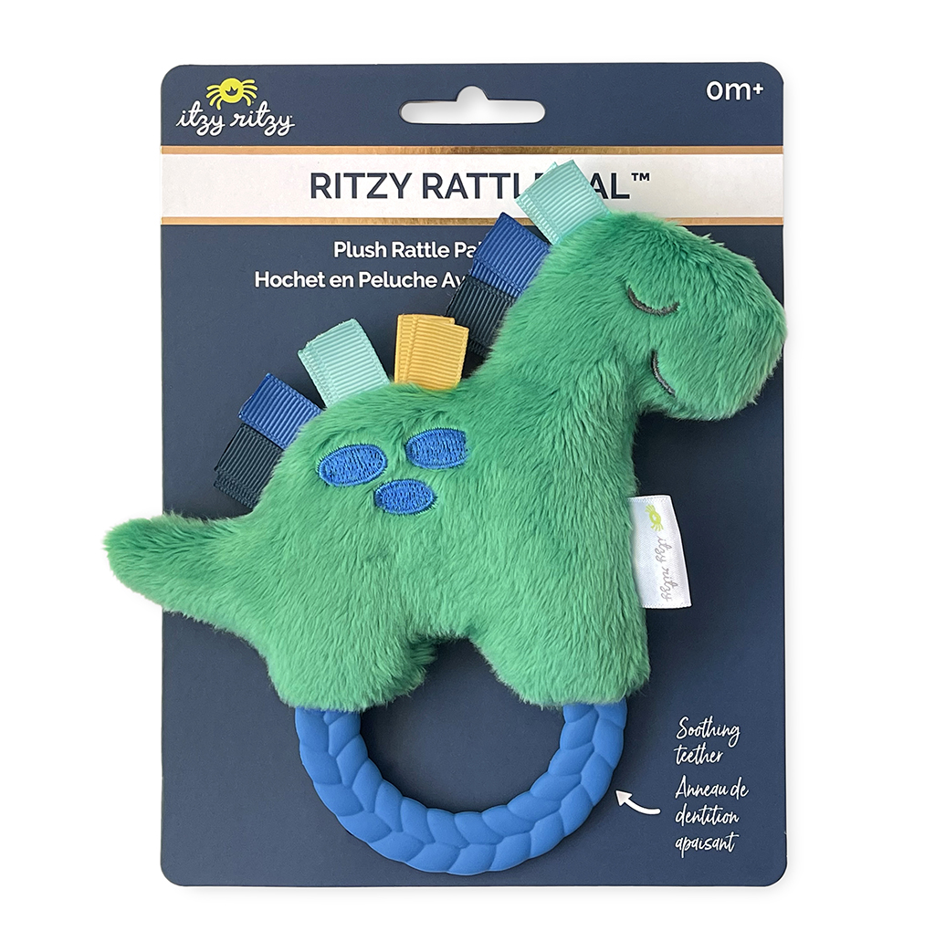 Ritzy Rattle Pal™ - Plush Rattle Pal With Teether - Dino Ritzy Rattle Pal™ - Plush Rattle Pal With Teether - Dino