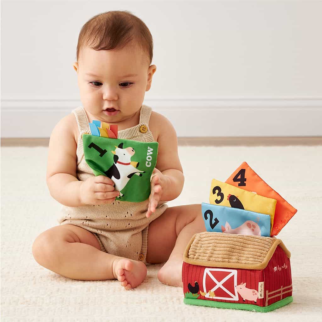 Itzy Ritzy Itzy Sensory Scarves farm barn put and take activity toy Itzy Ritzy Itzy Sensory Scarves farm barn put and take activity toy