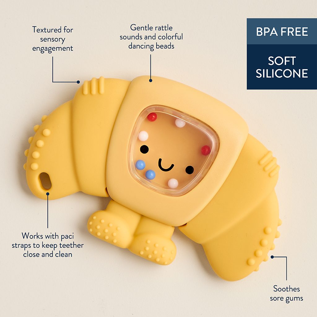 Itzy Ritzy Sweetie Shake Plus silicone teether with rattle Croissant product photo 5 Itzy Ritzy Sweetie Shake Plus silicone teether with rattle Croissant product photo 5