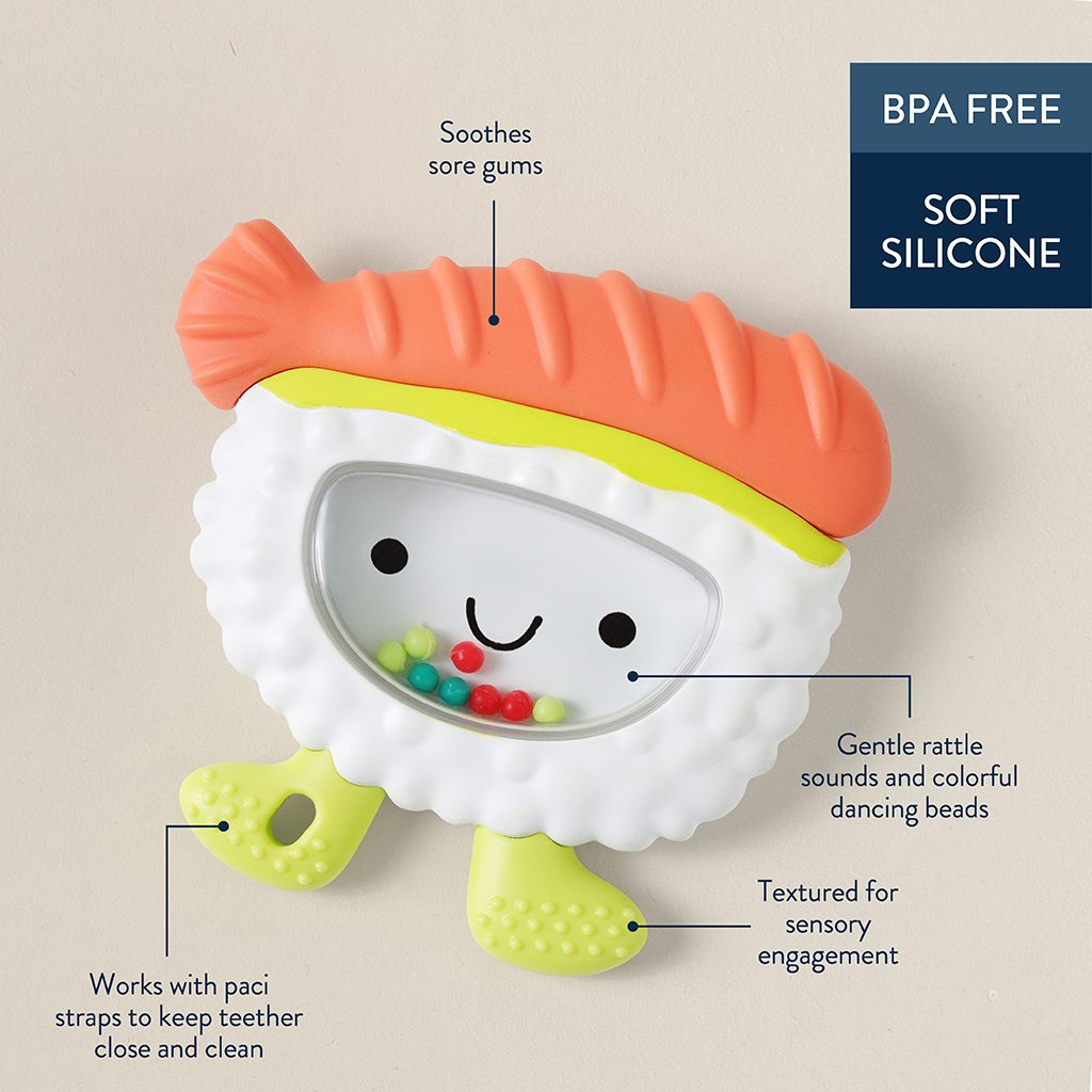 Itzy Ritzy Sweetie Shake Plus silicone teether with rattle Sushi product photo 6 Itzy Ritzy Sweetie Shake Plus silicone teether with rattle Sushi product photo 6