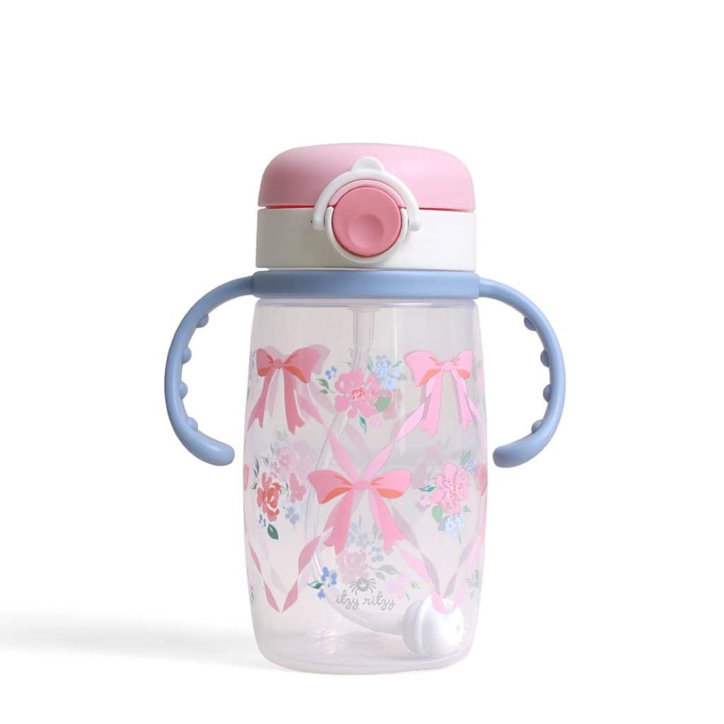 Itzy Ritzy Itzy Sips straw sippy cup in the Ribbons and Roses pattern Itzy Ritzy Itzy Sips straw sippy cup in the Ribbons and Roses pattern