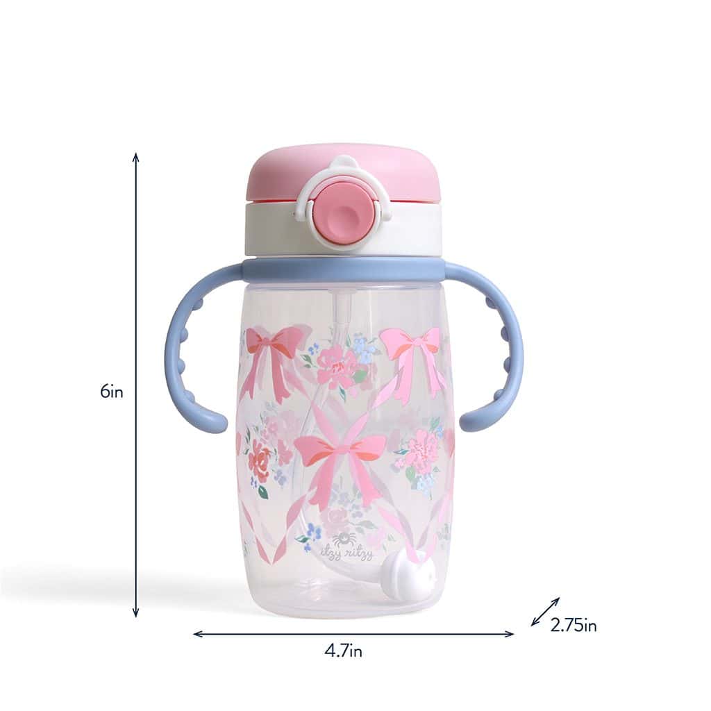 Itzy Ritzy Itzy Sips straw sippy cup in the Ribbons and Roses pattern Itzy Ritzy Itzy Sips straw sippy cup in the Ribbons and Roses pattern