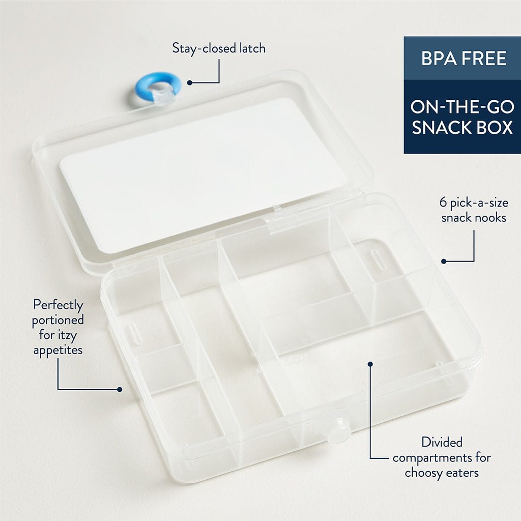 Itzy Ritzy Itzy Snacks divided snack box in the Silly Foods design Itzy Ritzy Itzy Snacks divided snack box in the Silly Foods design